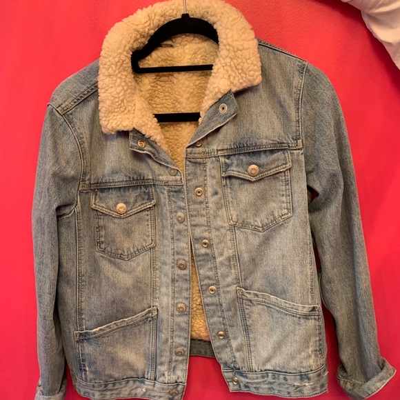 topshop shearling denim jacket